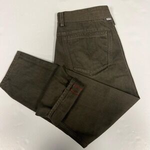 Levis 520 Taper Selvedge Jeans Green Button Fly Denim Cropped Mens Sz *33(34x25)